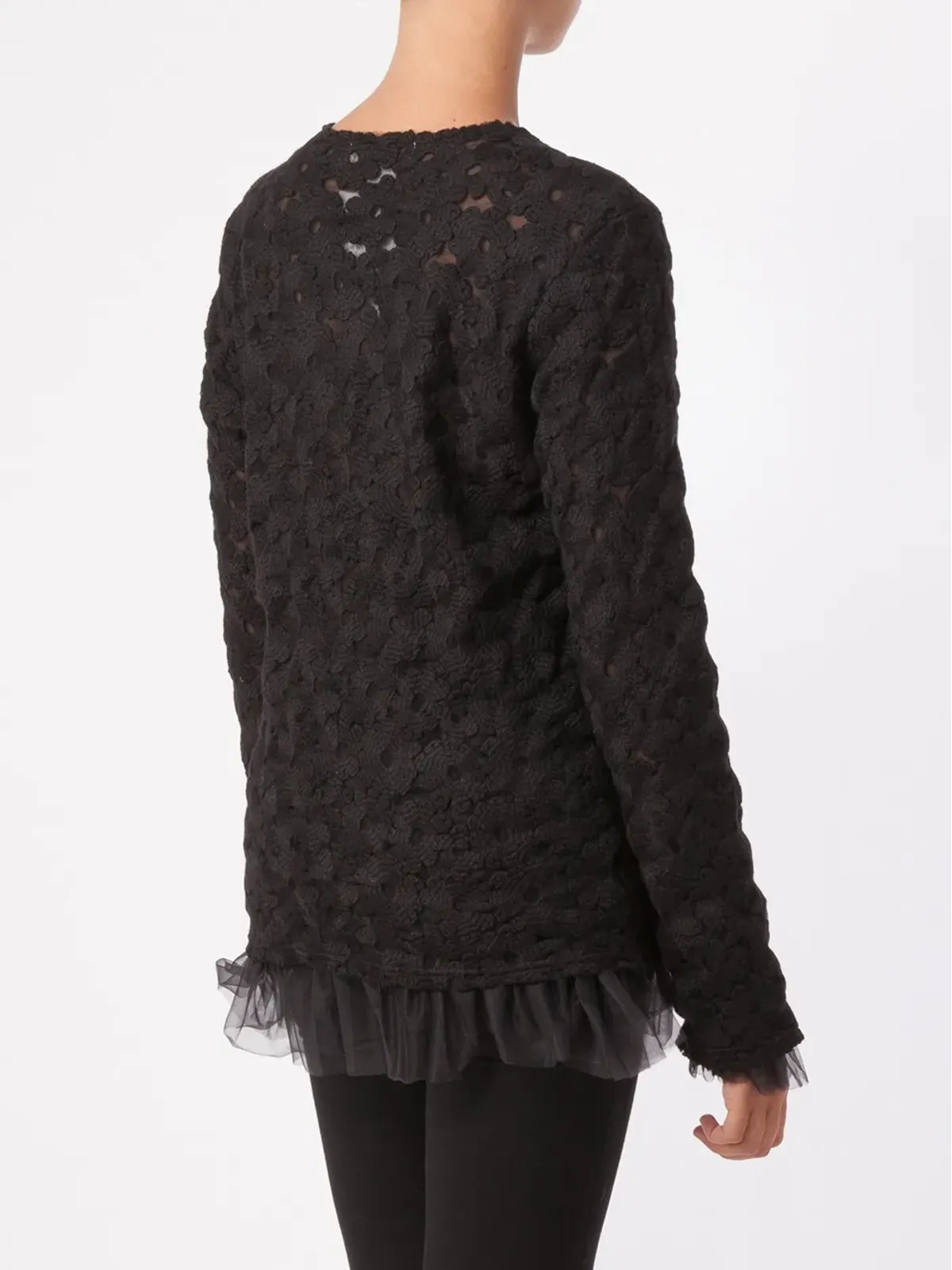 Comme Des Garçons チュールレイヤー花柄ニットセーター - 画像4