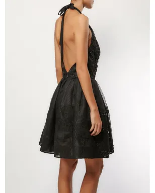 Oscar de la Renta 装飾付きバックレスドレス - Black - サムネイル3