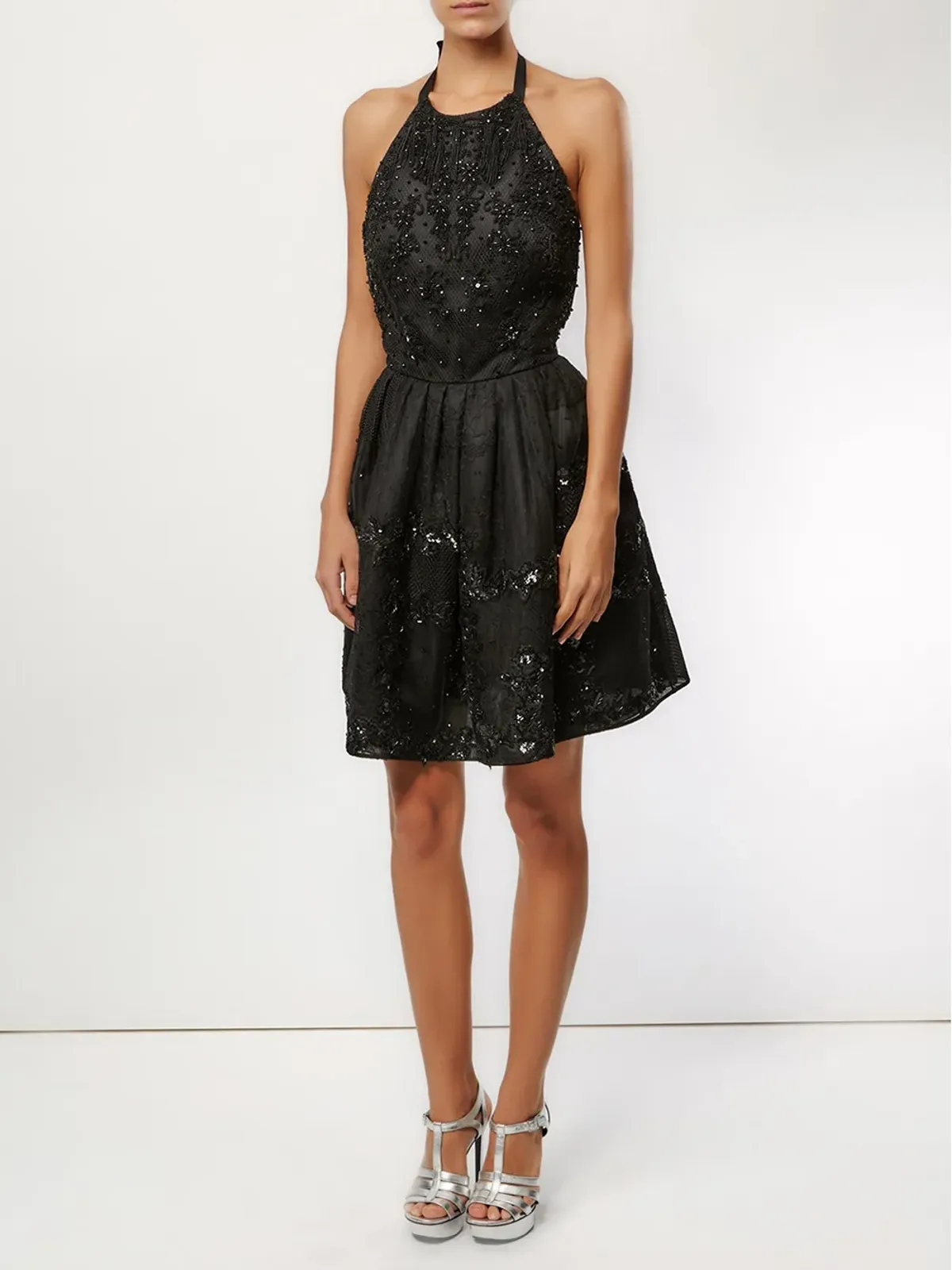 Oscar de la Renta 装飾付きバックレスドレス - Black - 画像4