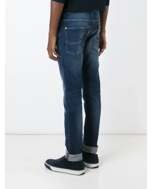 7 For All Mankind ブルー ストーンウォッシュ スリムフィット ジーンズ - サムネイル4