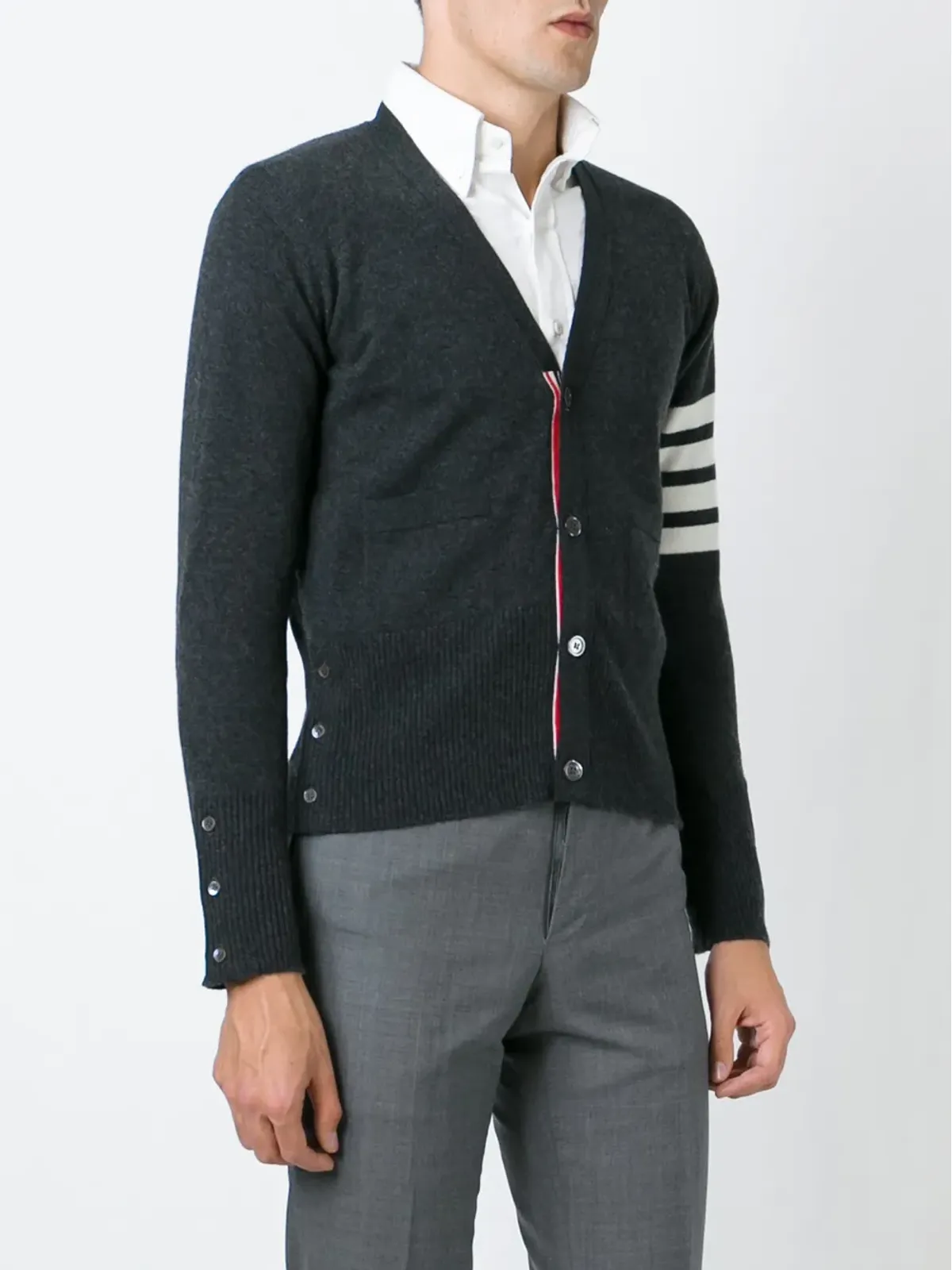 Thom Browne 4-Bar クラシックVネック カーディガン - 画像4