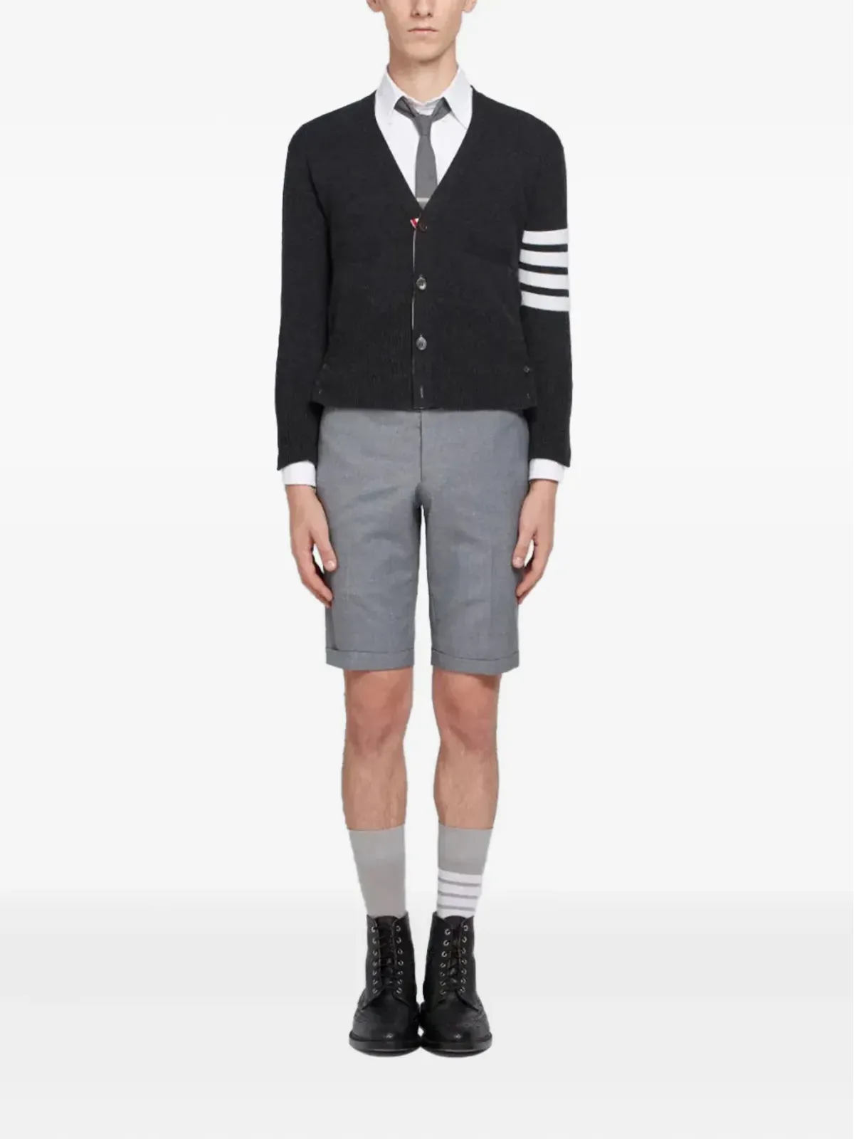Thom Browne 4バー・ストライプ カシミヤ カーディガン - グレー - 画像2