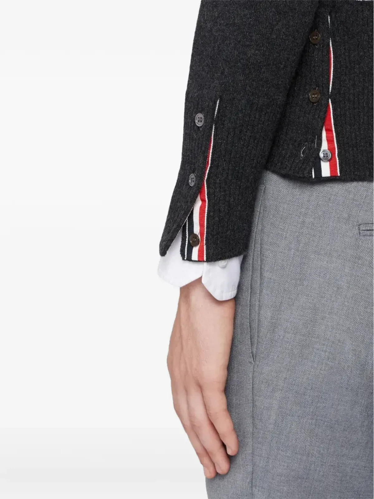 Thom Browne 4バー・ストライプ カシミヤ カーディガン - グレー - 画像4