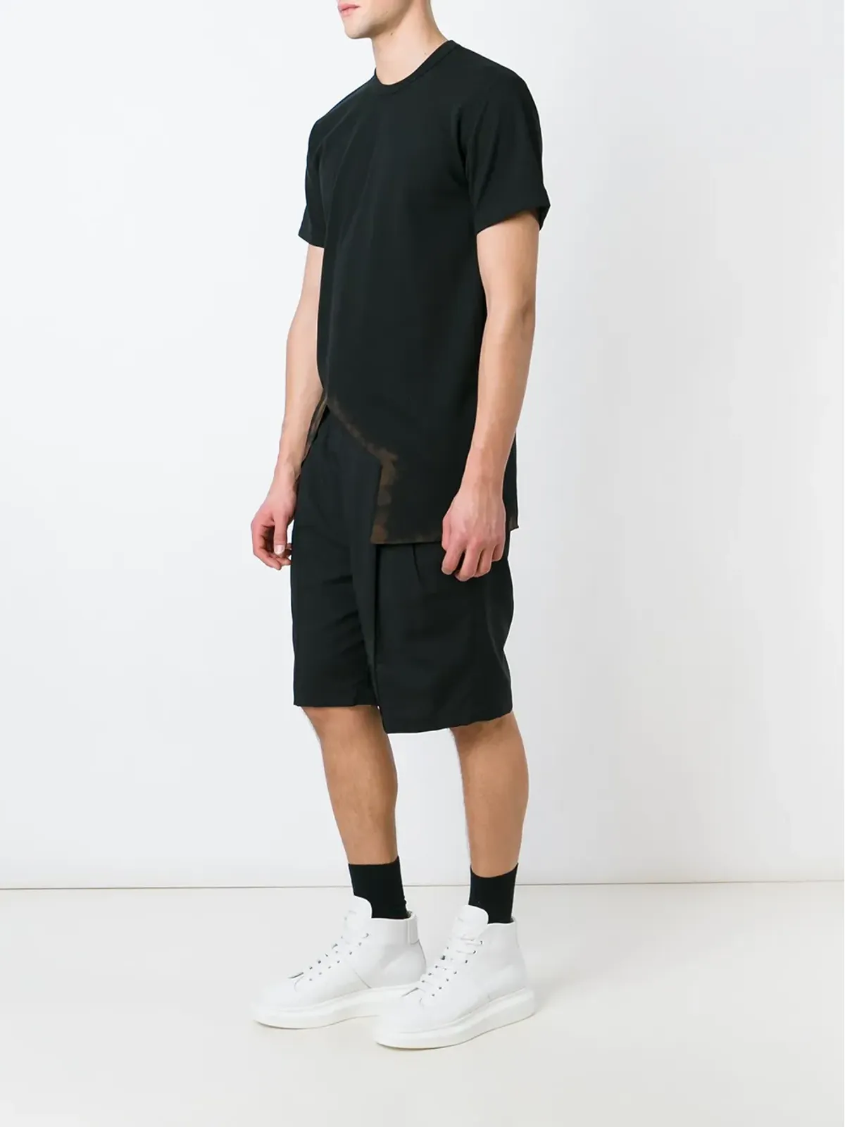 Comme des Garçons Homme Plus アシンメトリック Tシャツ（ブラック） - 画像2