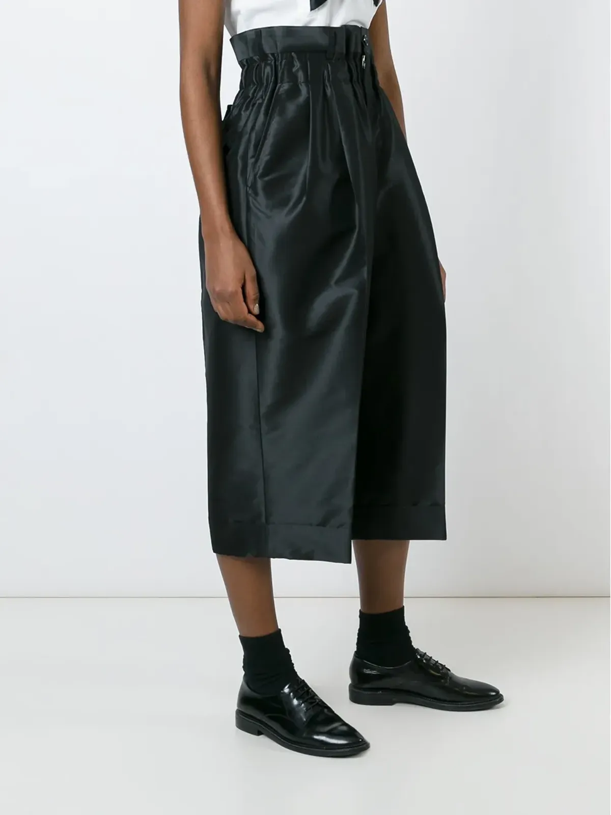 Comme Des Garçons クロップド丈プリーツパンツ - ブラック - 画像3