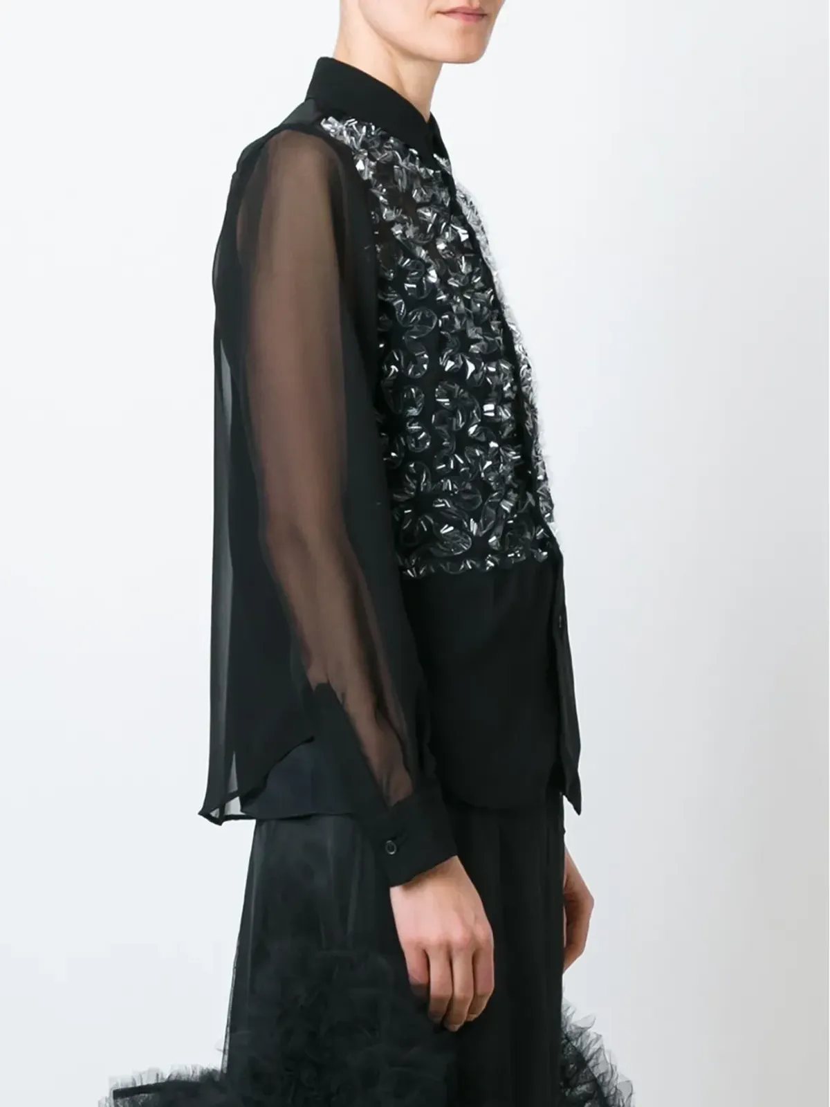 Noir Kei Ninomiya PVCアップリケ透けシャツ - 画像5