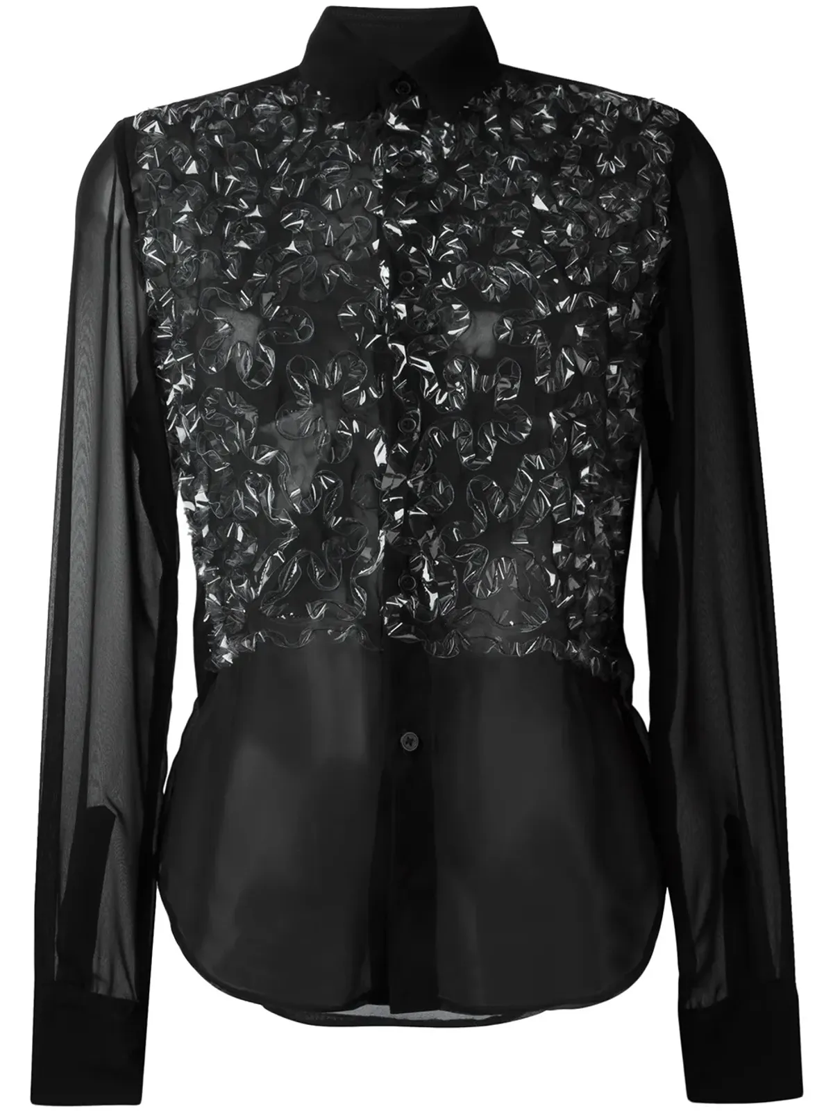 Noir Kei Ninomiya PVCアップリケ透けシャツ - 画像2