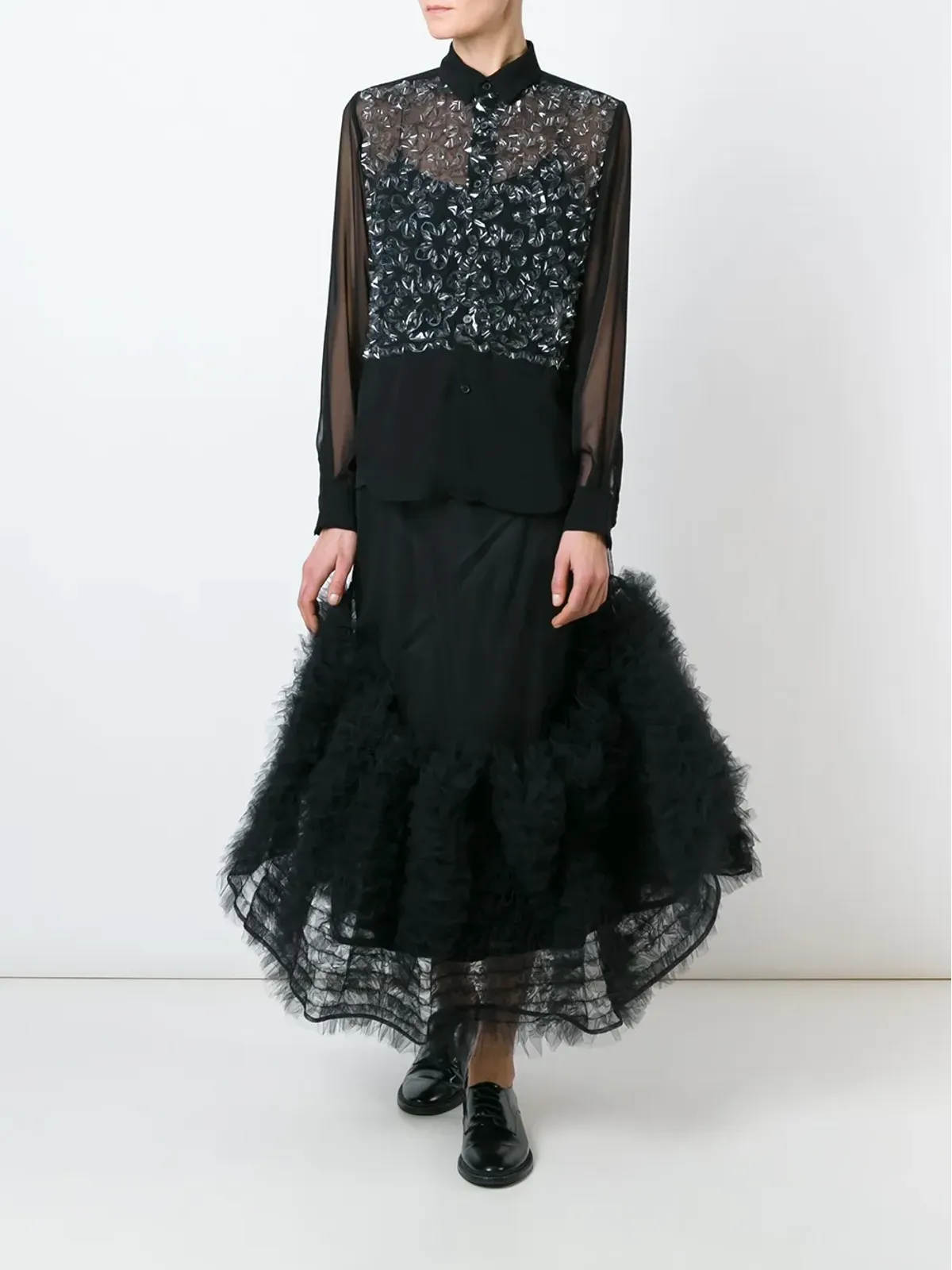 Noir Kei Ninomiya PVCアップリケ透けシャツ - 画像4