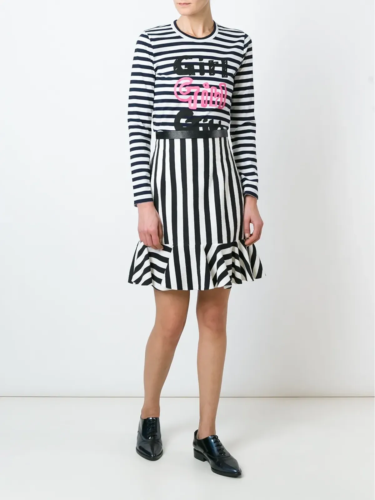 Comme Des Garçons Girl ストライプ『Girl』プリントTシャツ - 画像2