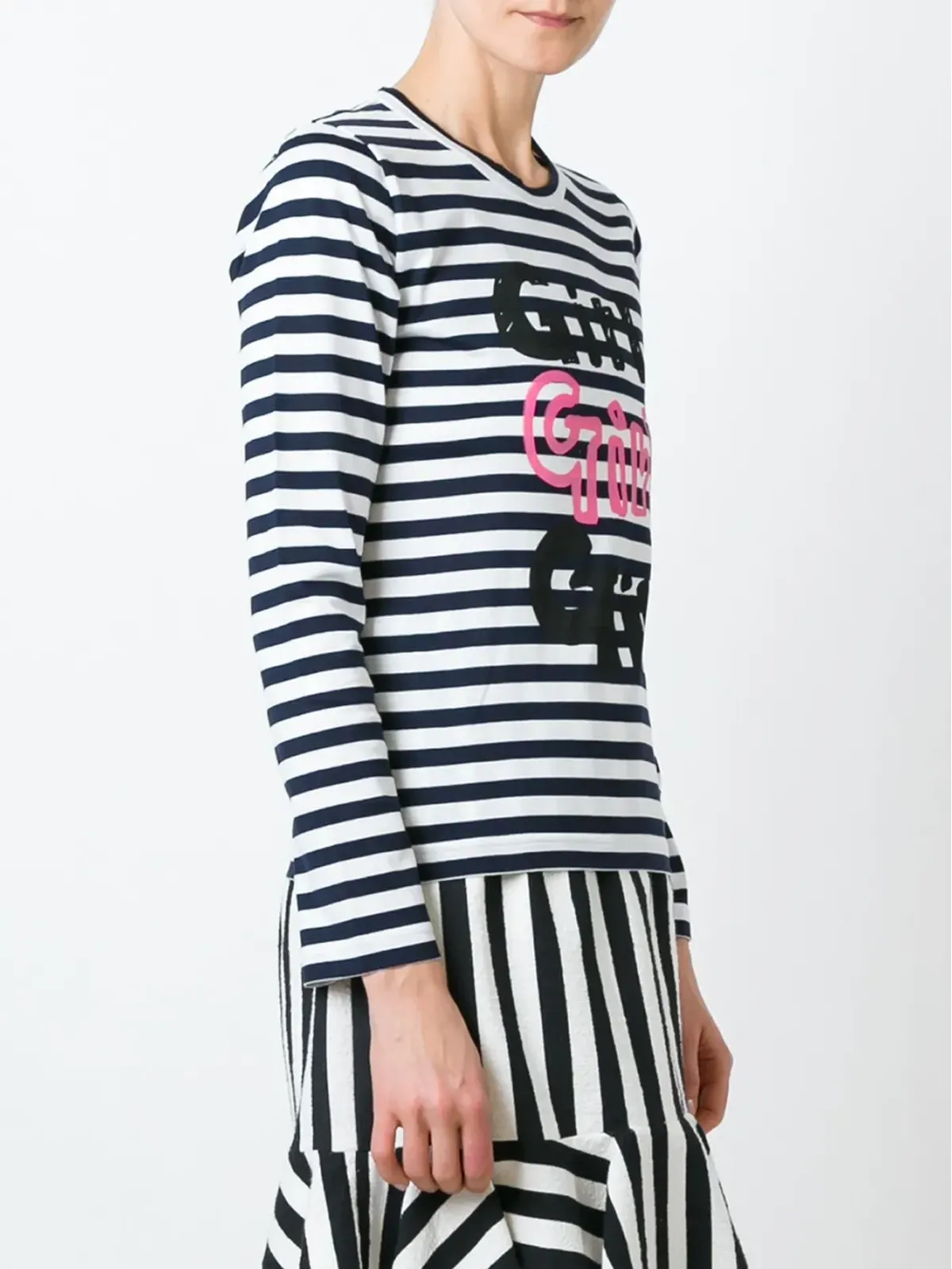 Comme Des Garçons Girl ストライプ『Girl』プリントTシャツ - 画像3