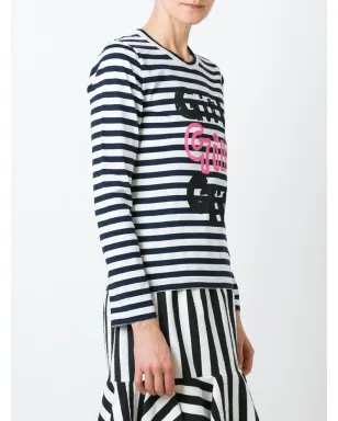 Comme Des Garçons Girl ストライプ『Girl』プリントTシャツ - サムネイル3