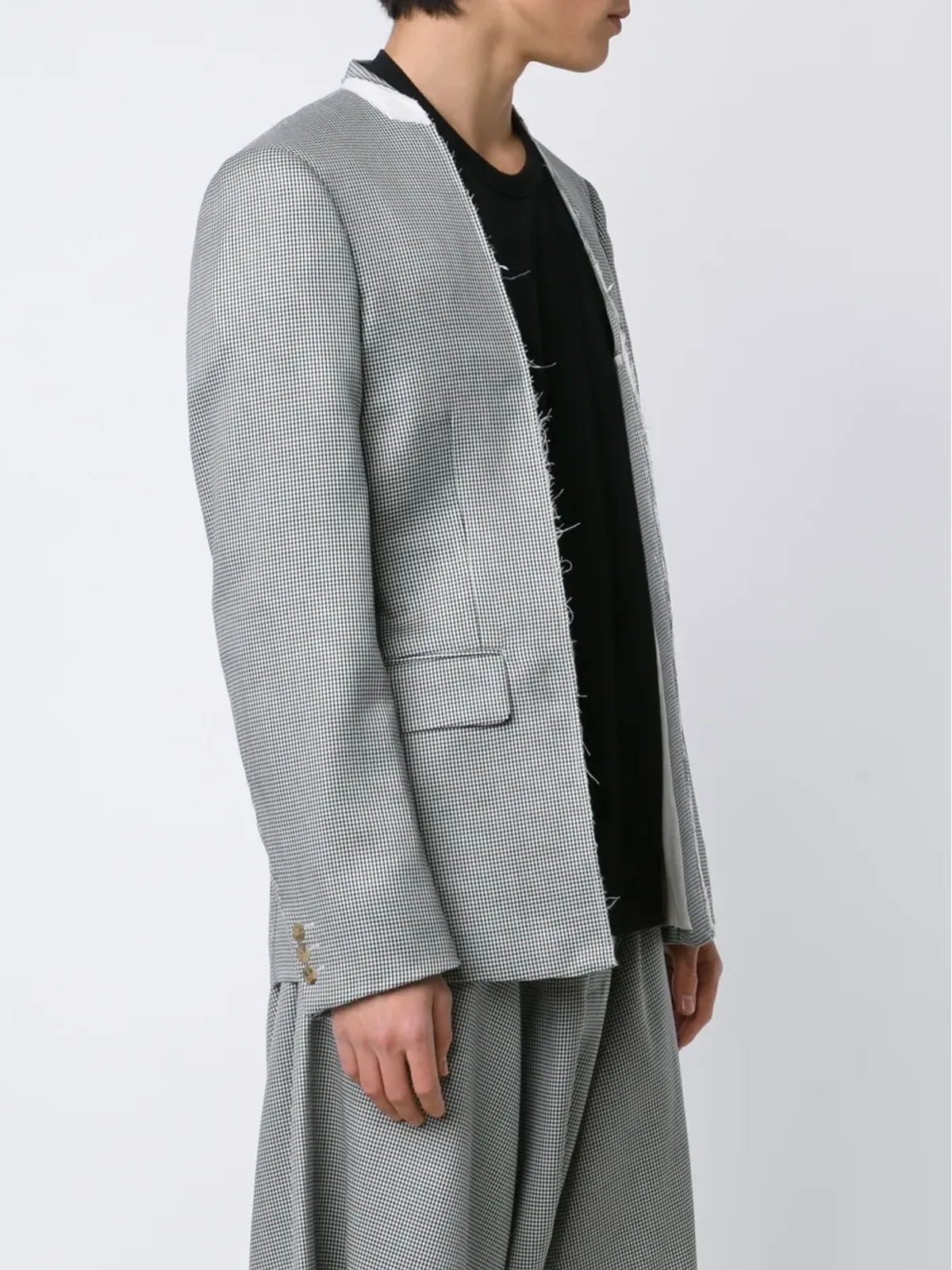 Comme des Garçons Homme Plus ハウンドトゥース柄 ローエッジ ブレザー ブラック - 画像3