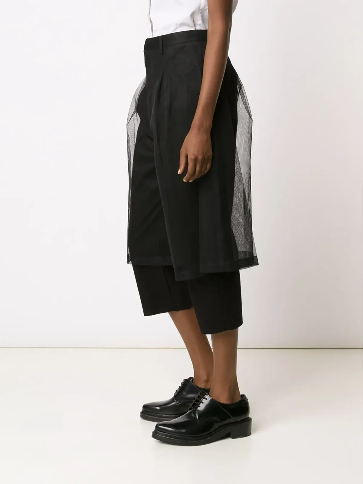Noir Kei Ninomiya チュールオーバーレイ クロップドパンツ - 画像3