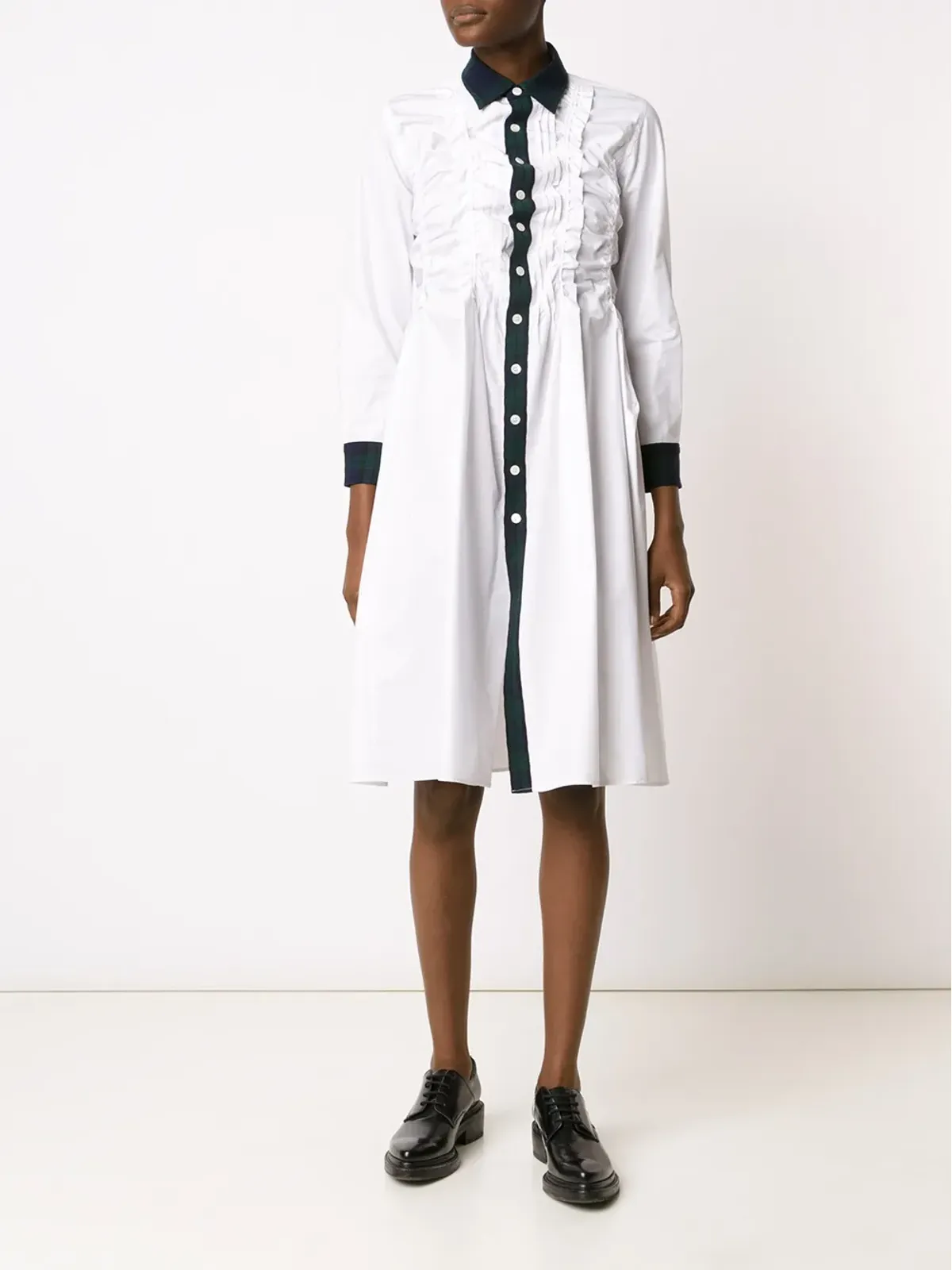 Comme Des Garçons タータン柄トリム付きシャツドレス - 画像2