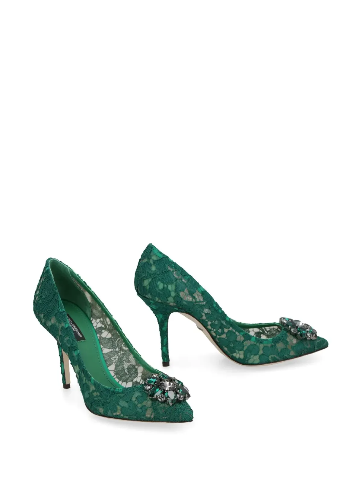 Dolce & Gabbana ベルッチ レースブローチディテール パンプス グリーン - 画像2