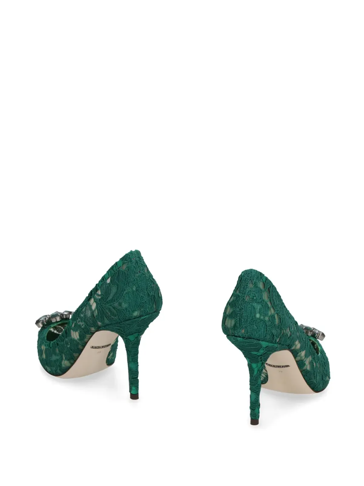 Dolce & Gabbana ベルッチ レースブローチディテール パンプス グリーン - 画像3