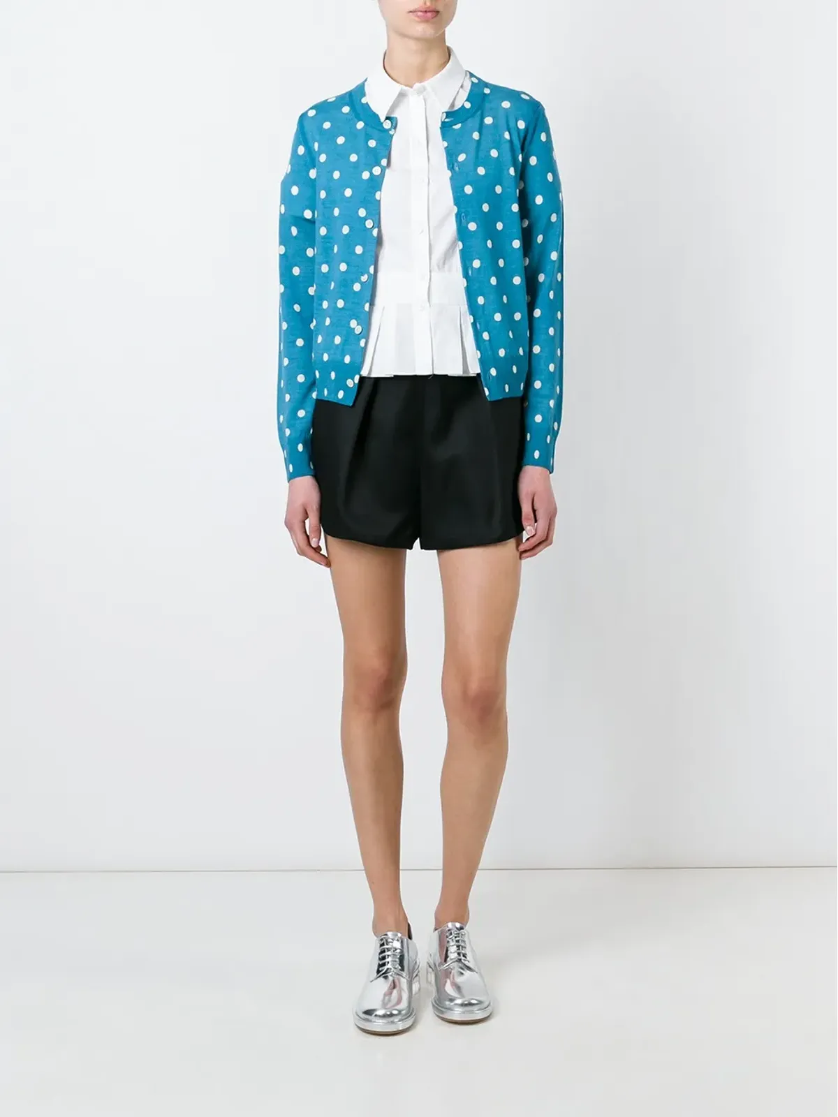 Comme Des Garçons Girl 水玉柄ウールカーディガン ブルー - 画像2