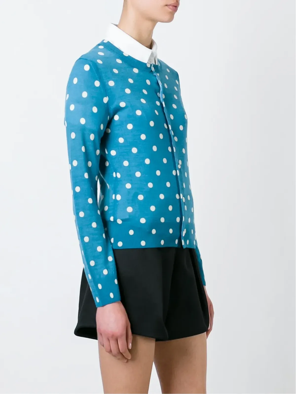 Comme Des Garçons Girl 水玉柄ウールカーディガン ブルー - 画像3