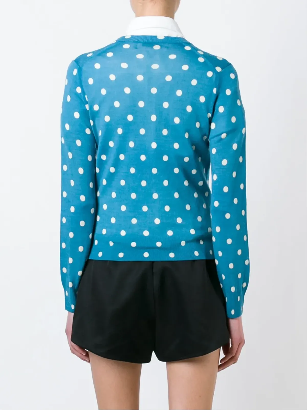Comme Des Garçons Girl 水玉柄ウールカーディガン ブルー - 画像4
