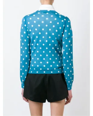 Comme Des Garçons Girl 水玉柄ウールカーディガン ブルー - サムネイル4