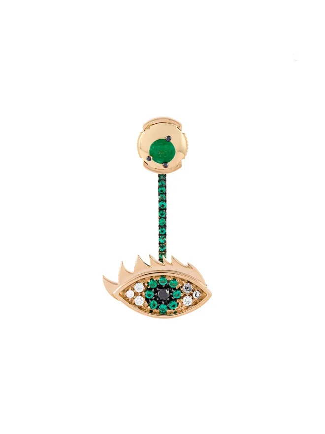 Delfina Delettrez Delfina Delettrez Eyes on me ダイヤモンドとエメラルドのイヤリング - メタリックの商品画像