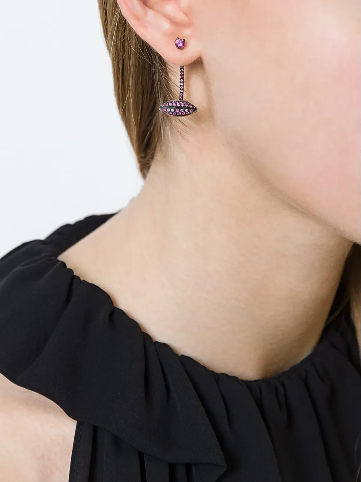 Delfina Delettrez 18Kゴールド リップモチーフ サファイア ピアス - 画像2