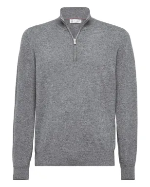 Brunello Cucinelli ジップファスナー付きカシミヤセーター（グレー） - サムネイル1