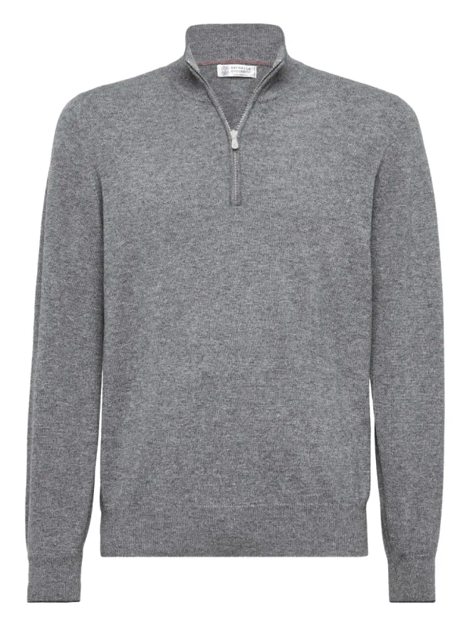 Brunello Cucinelli Brunello Cucinelli ジップファスナー付きカシミヤセーター（グレー）の商品画像