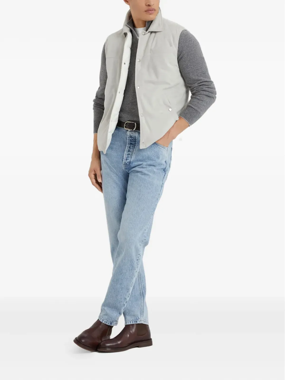 Brunello Cucinelli ジップファスナー付きカシミヤセーター（グレー） - 画像2