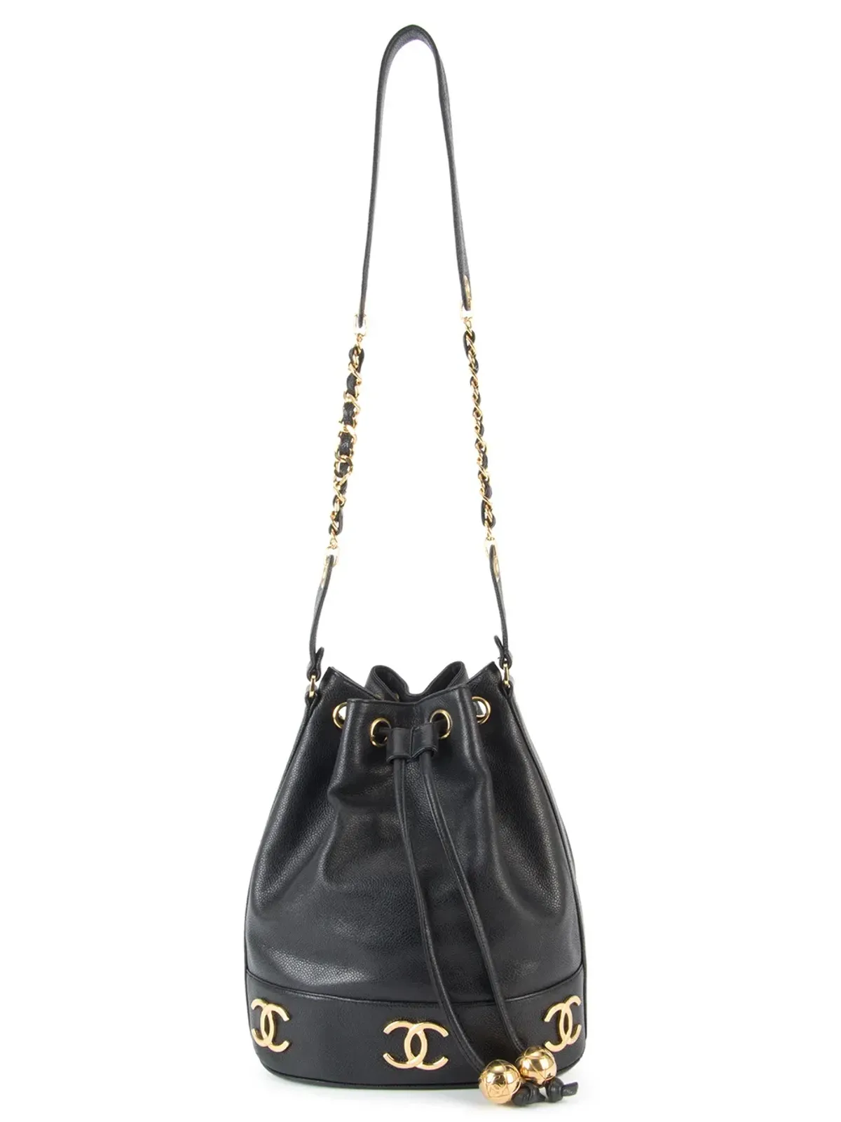 CHANEL Pre-Owned CC drawstring bucket bag - Black - 画像1