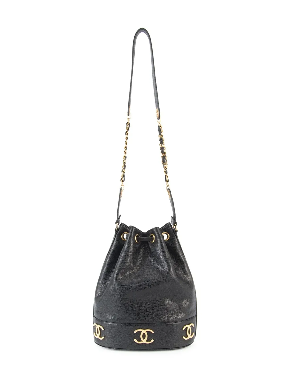 CHANEL Pre-Owned CC drawstring bucket bag - Black - 画像3