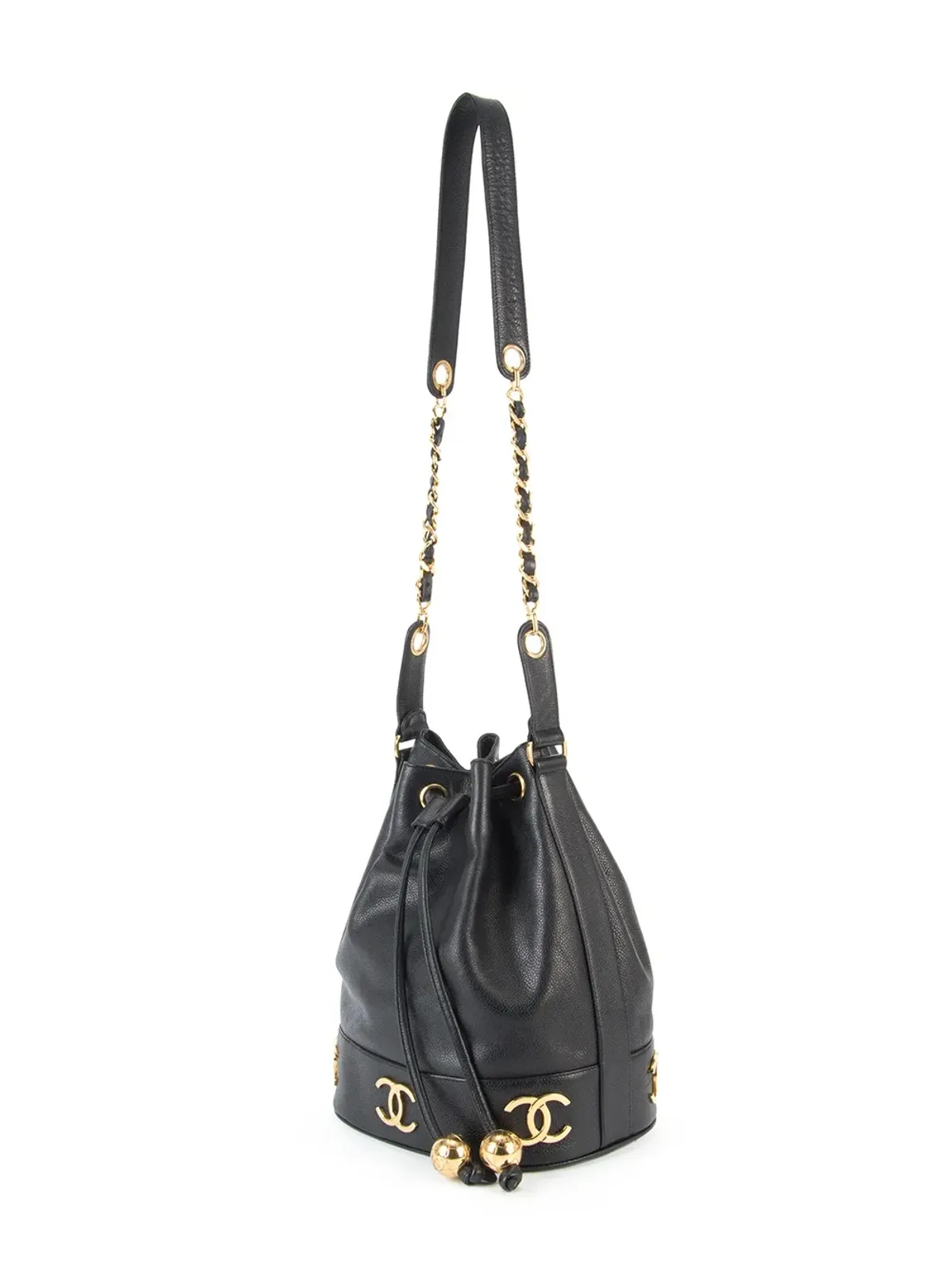CHANEL Pre-Owned CC drawstring bucket bag - Black - 画像4