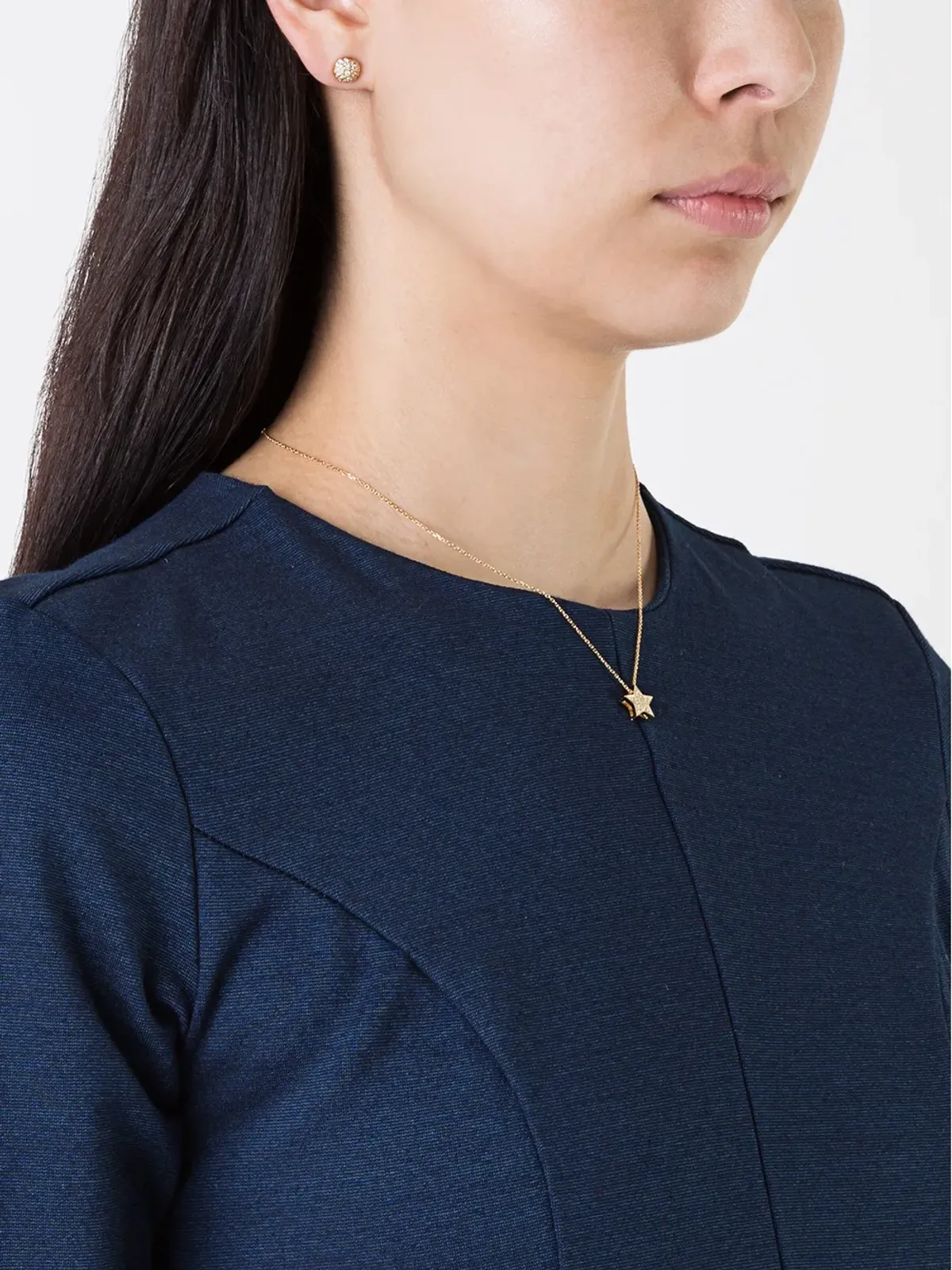 ALINKA 18K イエローゴールド ブラックキャビア ダイヤモンド スタッド ピアス - 画像2