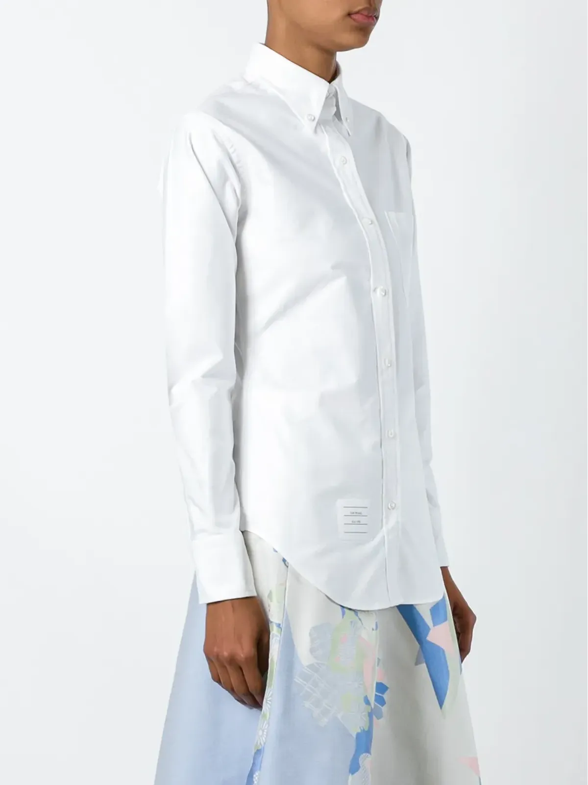 Thom Browne Classic Long Sleeve Button Down Point Collar Shirt In Oxford - White - 画像3