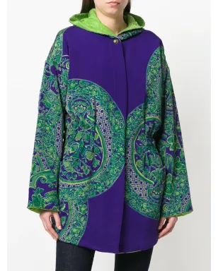 Versace Pre-Owned 花柄パッド入りフード付きコート - Purple - サムネイル3