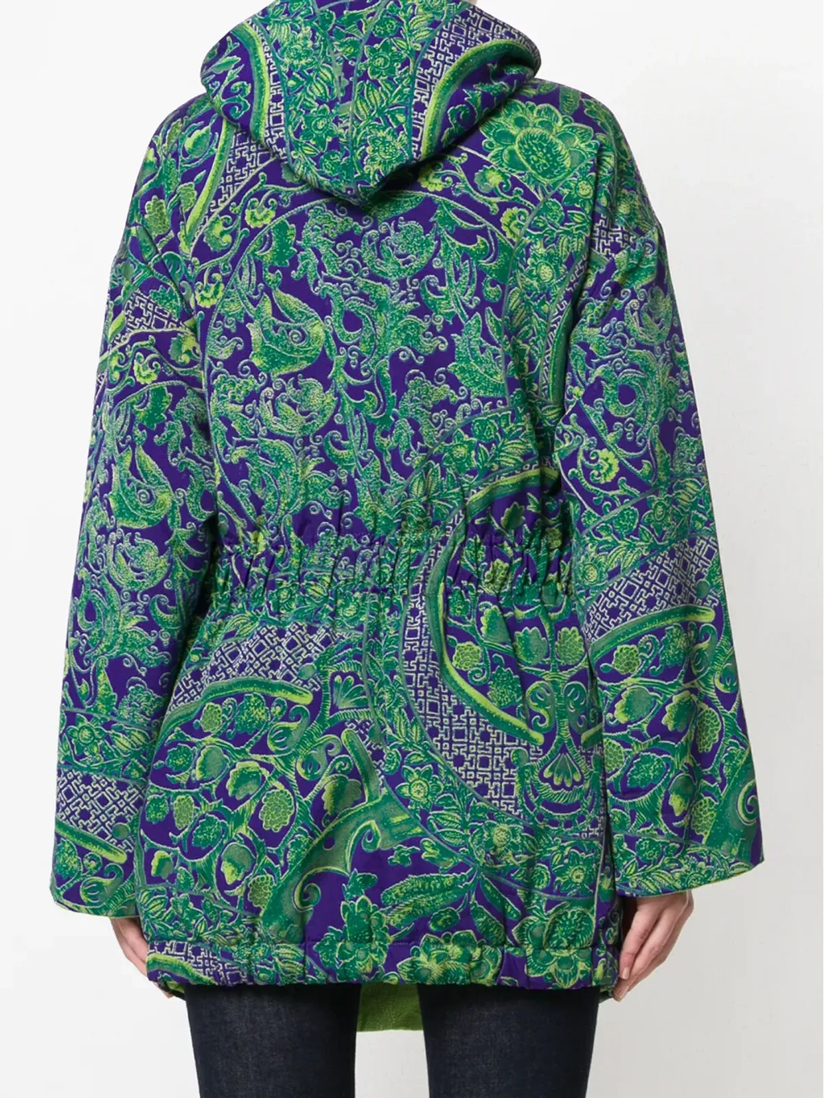 Versace Pre-Owned 花柄パッド入りフード付きコート - Purple - 画像4