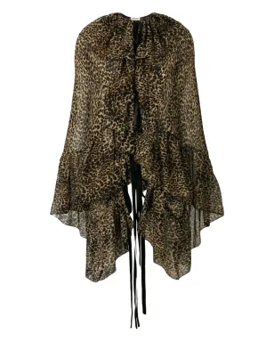 Saint Laurent レオパード柄アシンメトリーブラウス - サムネイル1