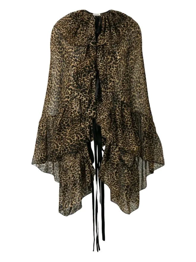 Saint Laurent Saint Laurent レオパード柄アシンメトリーブラウスの商品画像