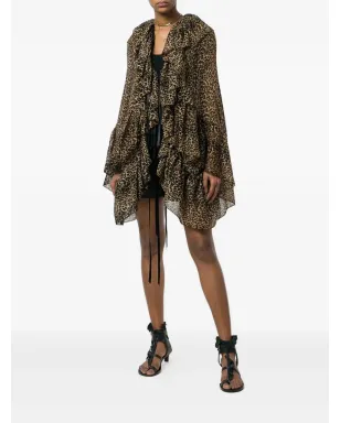 Saint Laurent レオパード柄アシンメトリーブラウス - サムネイル2