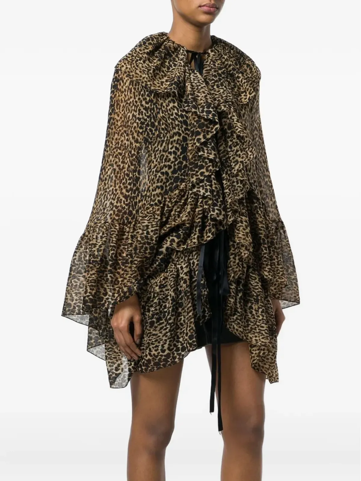 Saint Laurent レオパード柄アシンメトリーブラウス - 画像3