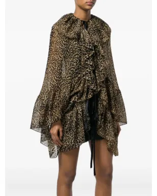 Saint Laurent レオパード柄アシンメトリーブラウス - サムネイル3