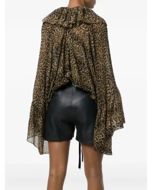 Saint Laurent レオパード柄アシンメトリーブラウス - サムネイル4