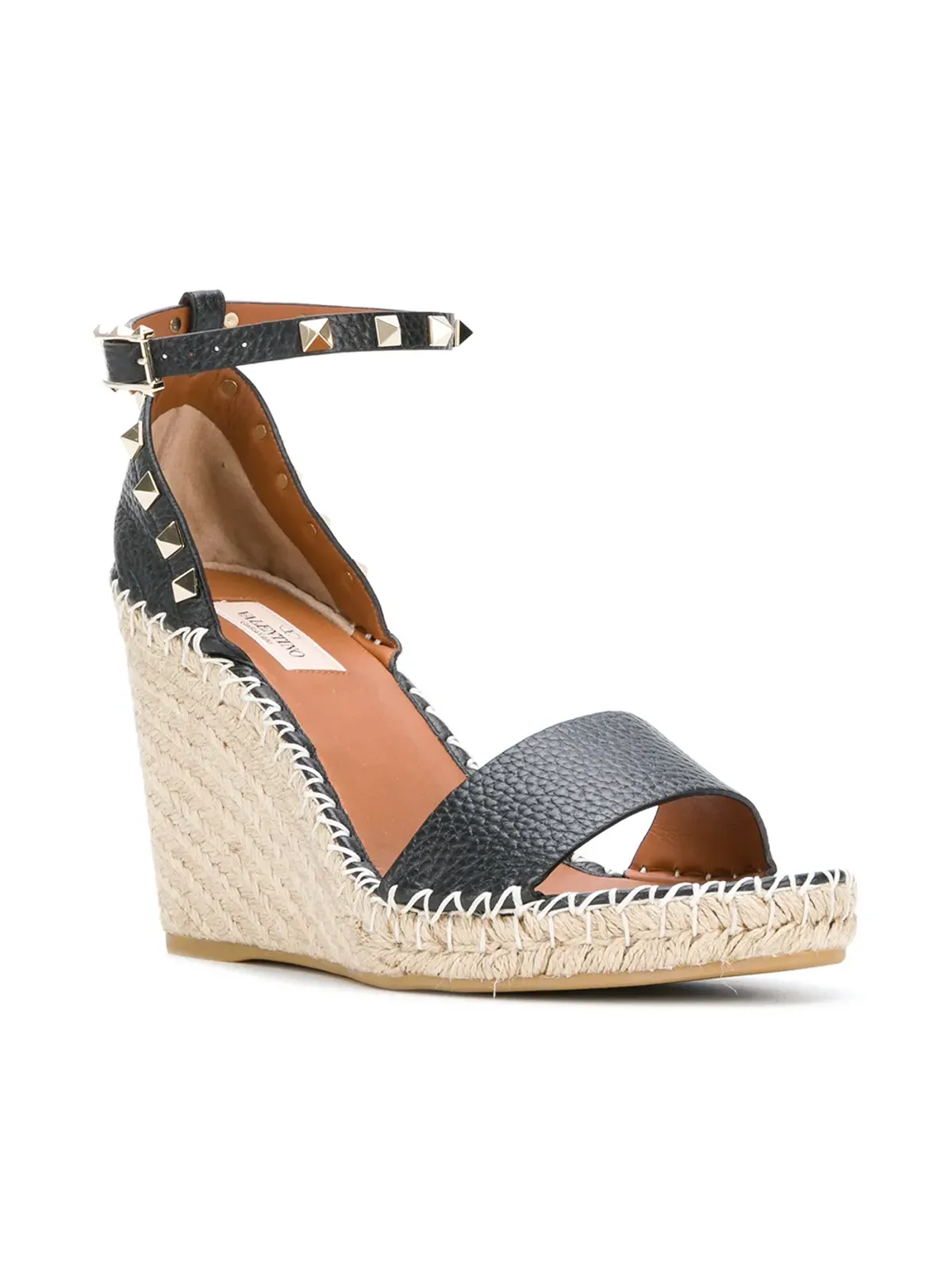Valentino Garavani ダブル ロックスタッズ ウェッジサンダル - ブラック - 画像3