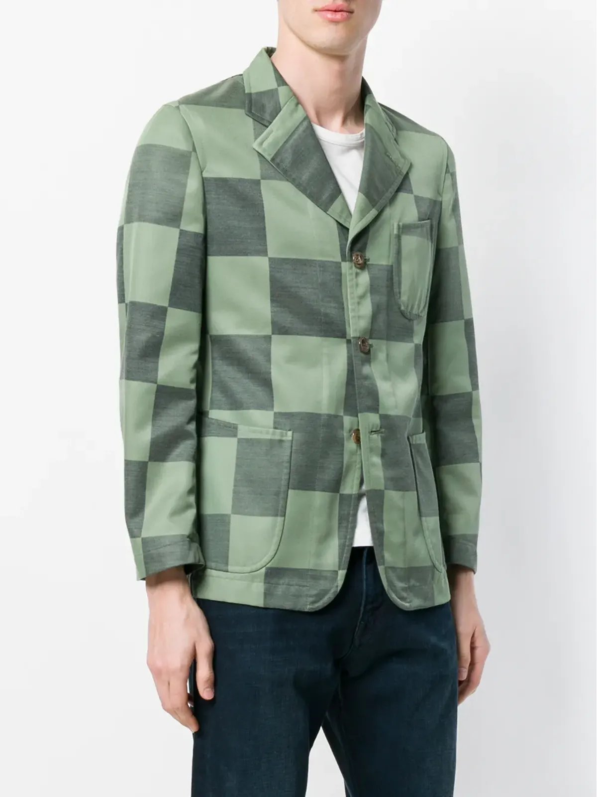 Comme Des Garçons Pre-Owned チェッカーボード柄ボタンジャケット - 画像3