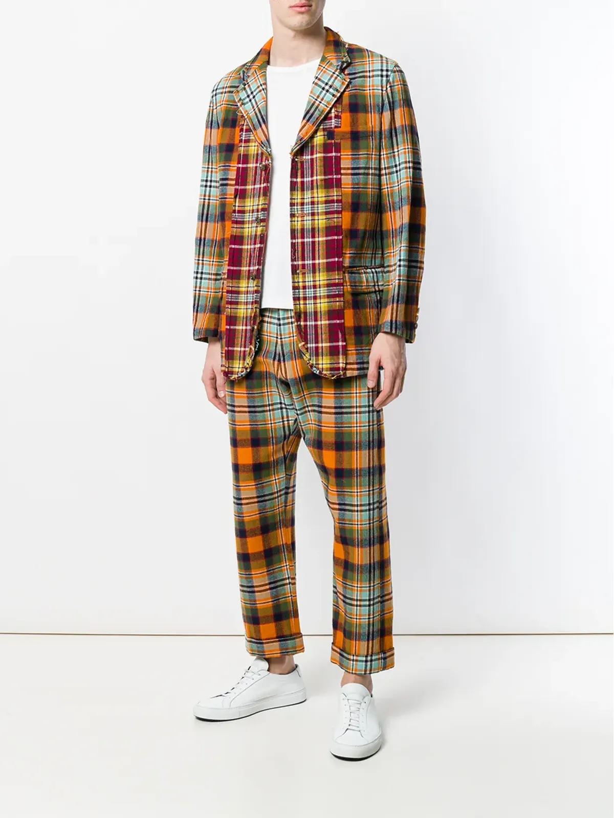 Comme Des Garçons Pre-Owned 2000s panelled plaid suit - Yellow - 画像2