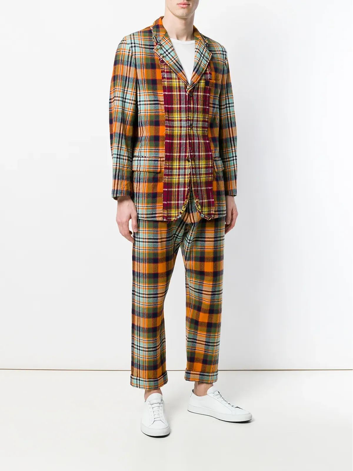 Comme Des Garçons Pre-Owned 2000s panelled plaid suit - Yellow - 画像3