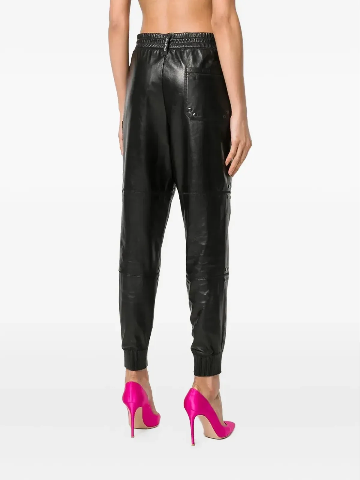 TOM FORD レザー パンツ ブラック - 画像4