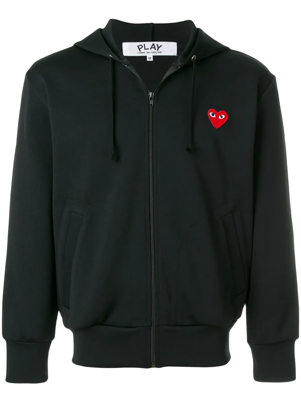 Comme Des Garçons Play ハートパッチ付きジップアップフーディ - ブラック - 画像1