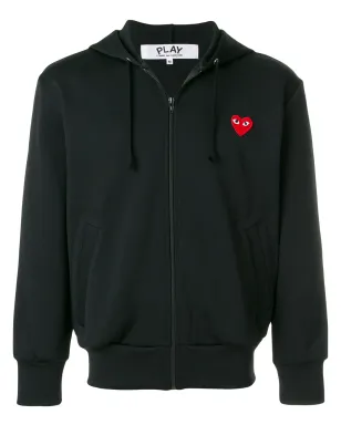 Comme Des Garçons Play ハートパッチ付きジップアップフーディ - ブラック - サムネイル1
