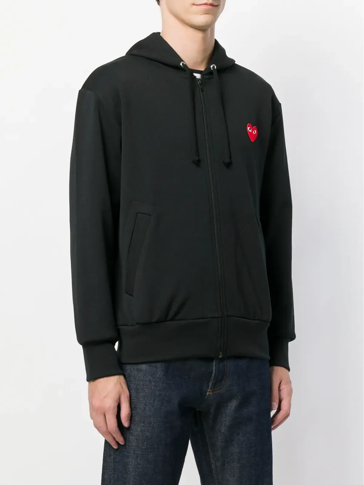 Comme Des Garçons Play ハートパッチ付きジップアップフーディ - ブラック - 画像3